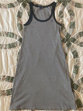 Polo Ralph Lauren Striped Bodycon Tank Dress with Purple Pony Logo Size Medium